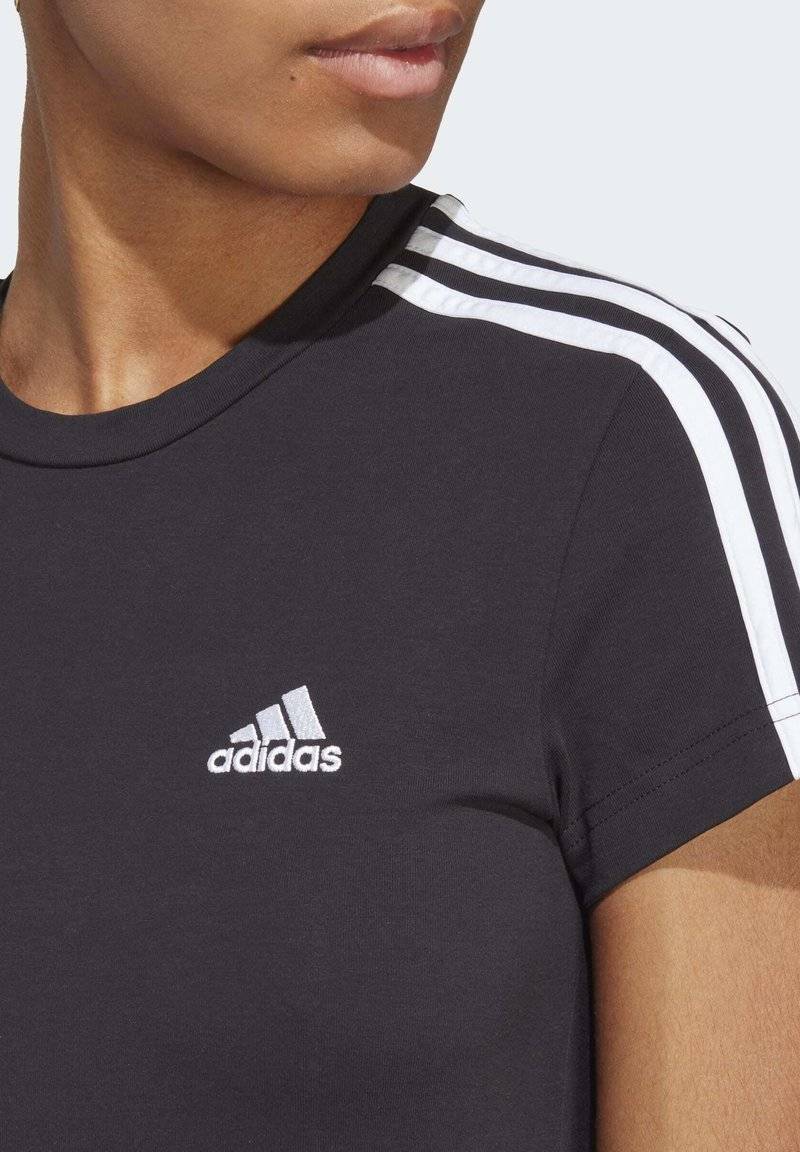 adidas Sportswear adidas Sportswear ESSENTIALS 3-STRIPES SINGLE FITTED - Jersey dress - black white Kostenlose Rückgabe