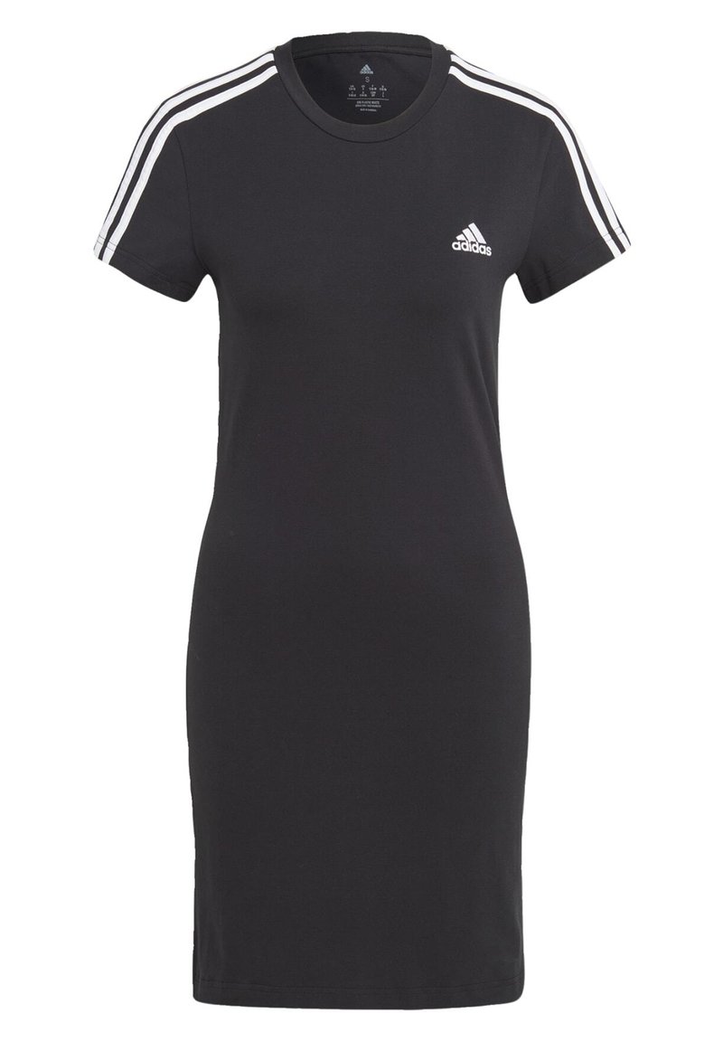 adidas Sportswear adidas Sportswear ESSENTIALS 3-STRIPES SINGLE FITTED - Jersey dress - black white Kostenlose Rückgabe