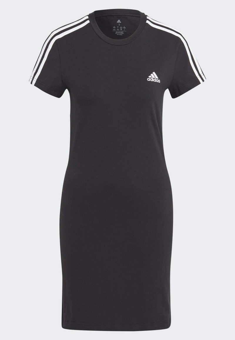 adidas Sportswear adidas Sportswear ESSENTIALS 3-STRIPES SINGLE FITTED - Jersey dress - black white Kostenlose Rückgabe
