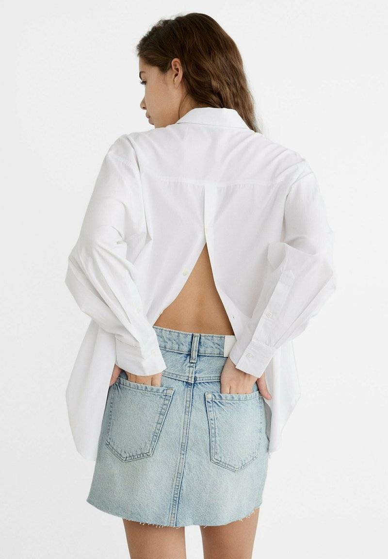Stradivarius Stradivarius A-line skirt - light blue denim Riesige Rabatte