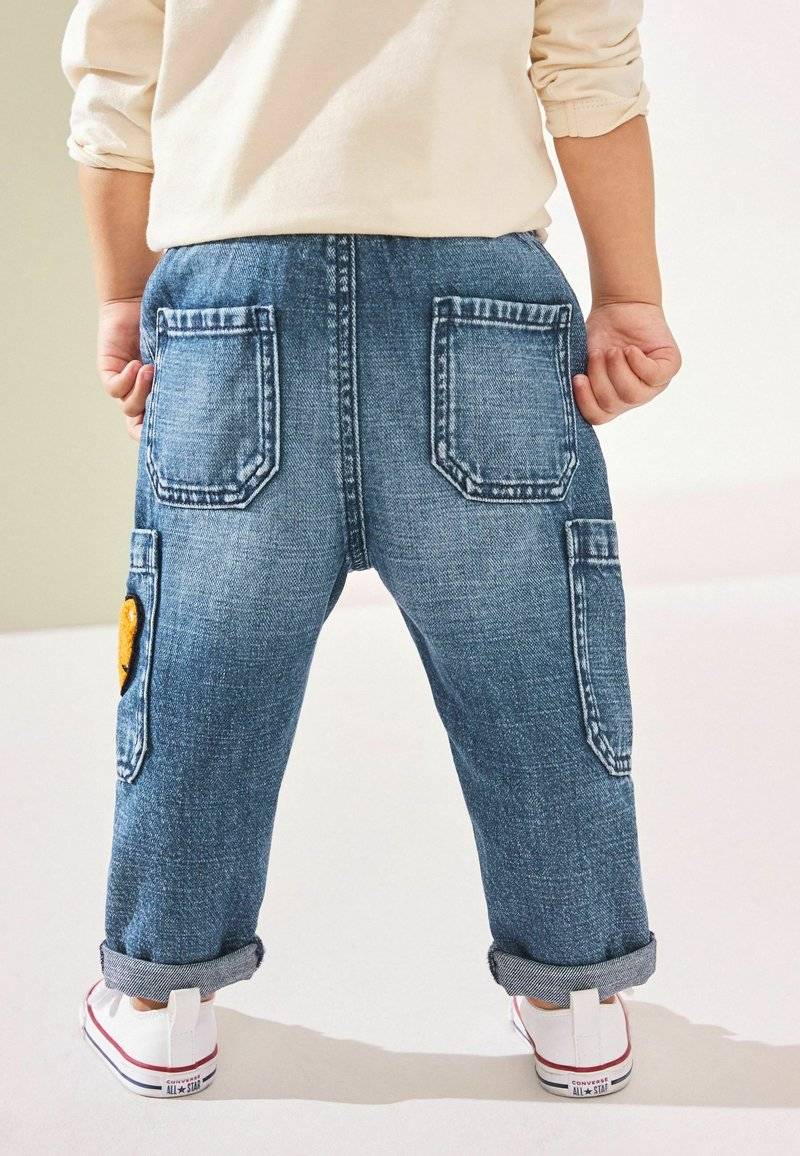 Next Next UTILITY - Relaxed fit jeans - mid blue denim with tiger 50% Rabatt für begrenzte Zeit