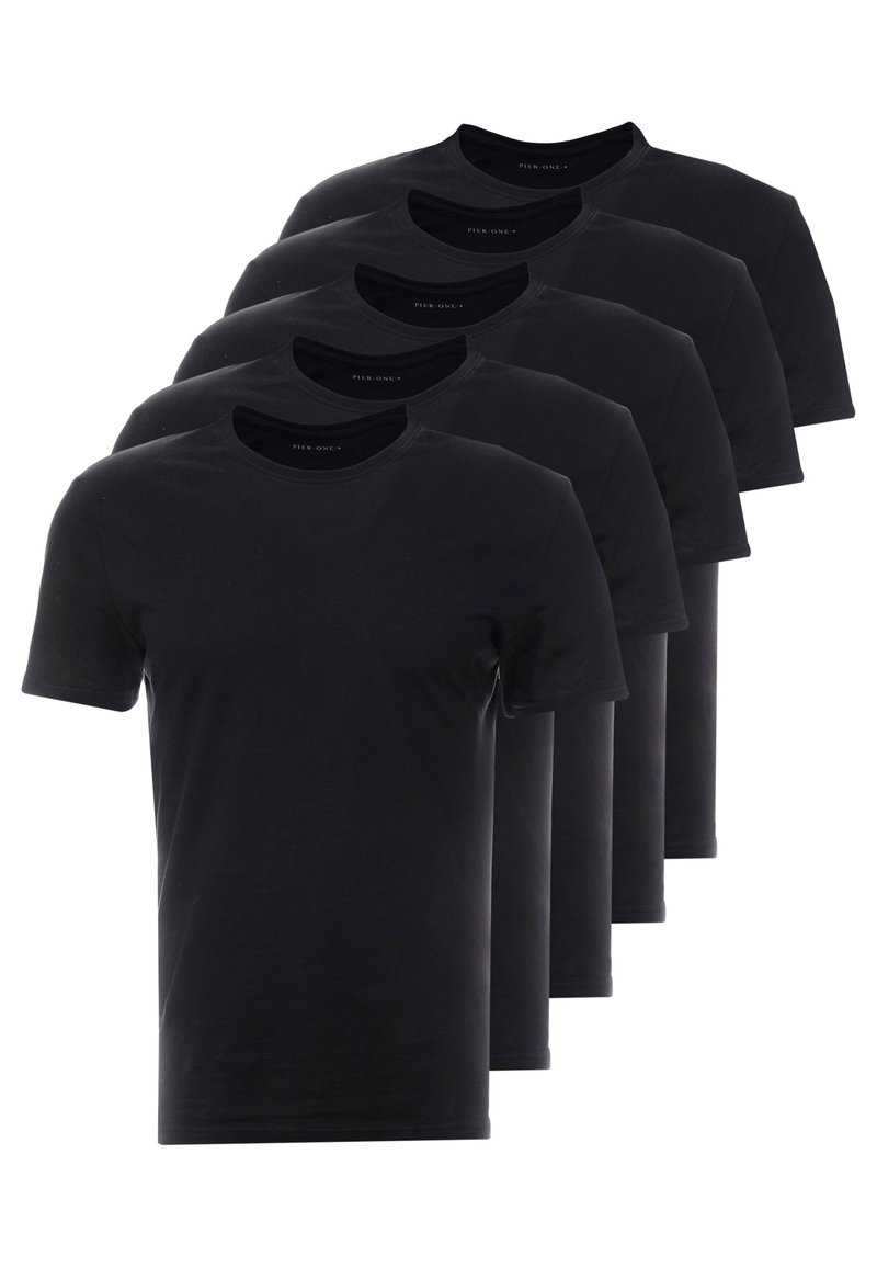 Pier One Pier One 5 PACK - Basic T-shirt - black 2025