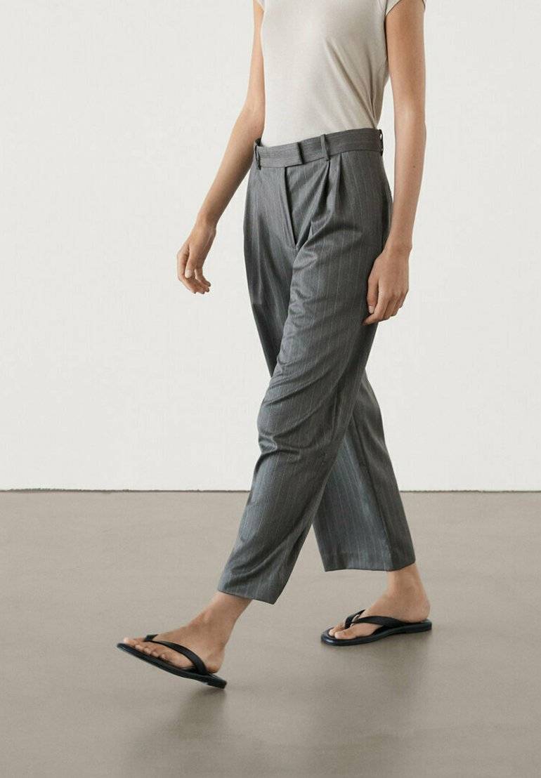 Massimo Dutti Massimo Dutti STRAIGHT-LEG STRIPE - Trousers - dark grey Fabrikverkauf