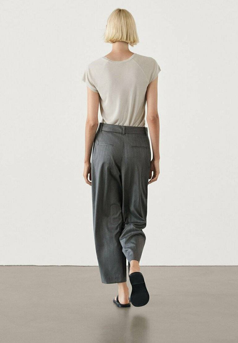 Massimo Dutti Massimo Dutti STRAIGHT-LEG STRIPE - Trousers - dark grey Fabrikverkauf