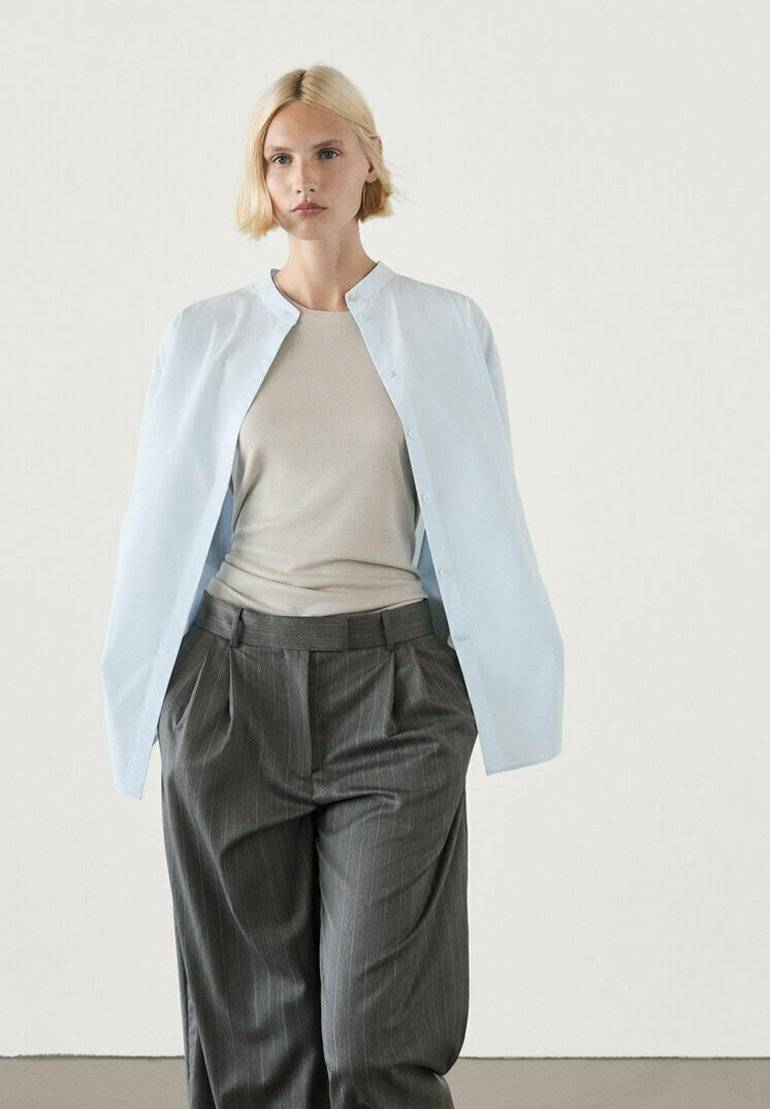 Massimo Dutti Massimo Dutti STRAIGHT-LEG STRIPE - Trousers - dark grey Fabrikverkauf