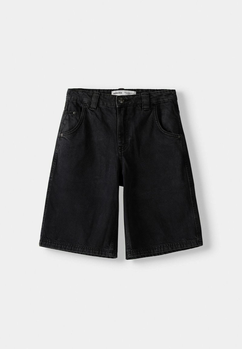 Bershka Bershka BERMUDA - Denim shorts - black Meist gekauft