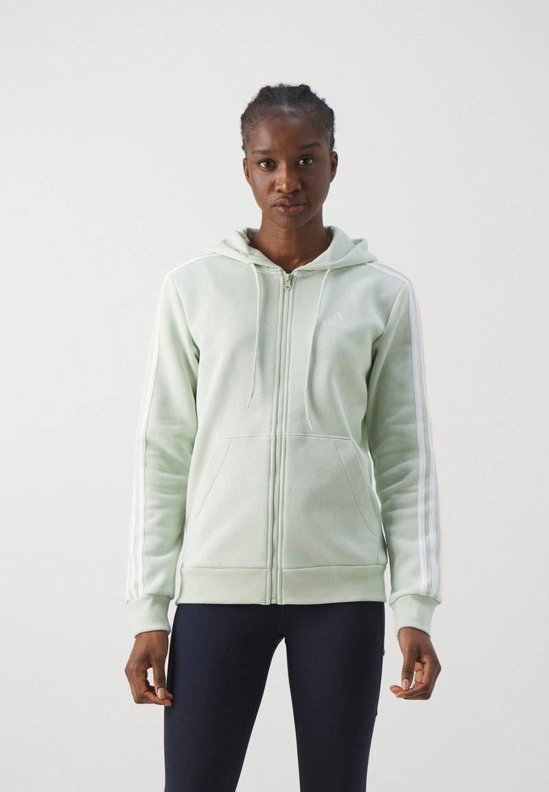 adidas Sportswear adidas Sportswear ESSENTIALS 3 STRIPES FULL ZIP HOODIE - Zip-up sweatshirt - linen green Weihnachtsangebot