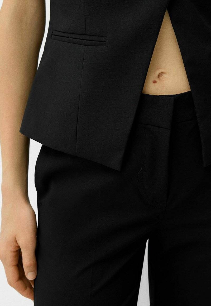 Bershka Bershka STRAIGHT-LEG TAILORED - Trousers - black denim Discount Store für neue Produkte
