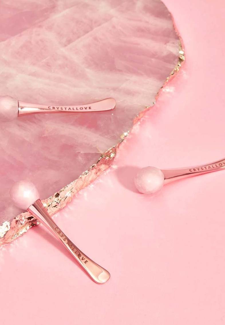 CRYSTALLOVE CRYSTALLOVE ROSE QUARTZ 3D EYE MASSAGER - Skincare tool - gold Exklusive Angebote