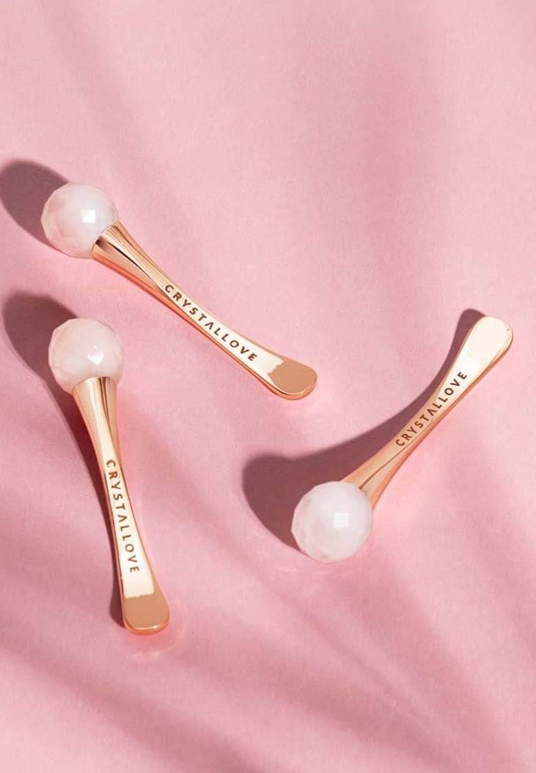 CRYSTALLOVE CRYSTALLOVE ROSE QUARTZ 3D EYE MASSAGER - Skincare tool - gold Exklusive Angebote