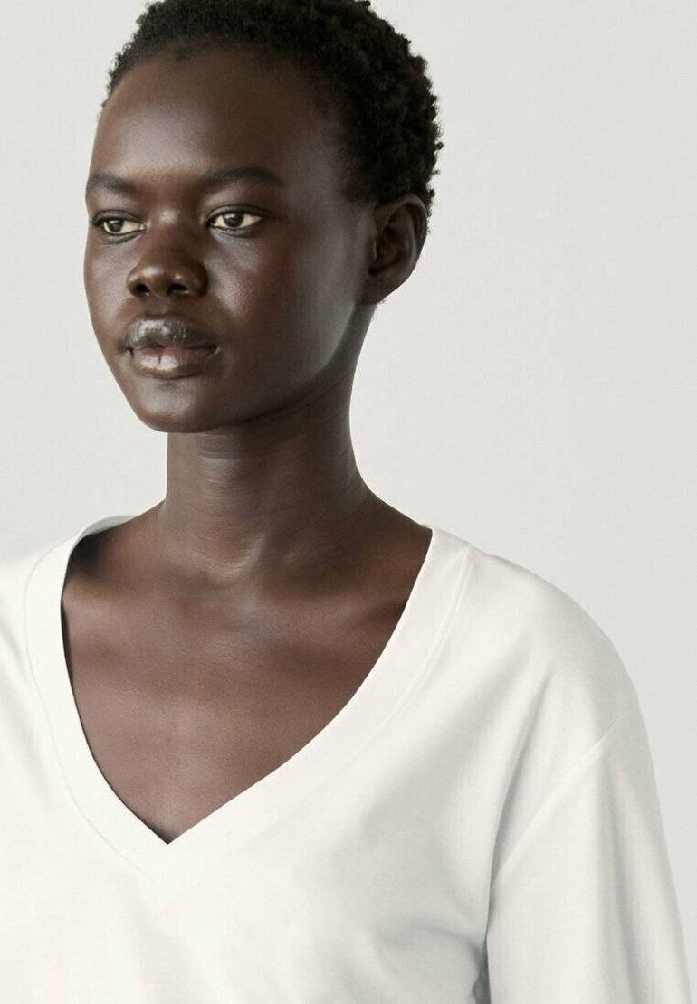 Massimo Dutti Massimo Dutti V-NECK - Basic T-shirt - white Muttertagsangebot