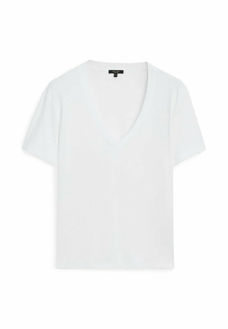 Massimo Dutti Massimo Dutti V-NECK - Basic T-shirt - white Muttertagsangebot