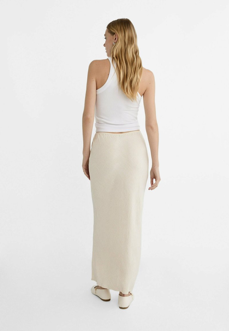 Stradivarius Stradivarius DRAWSTRING MIDI - Maxi skirt - stone Top Angebot