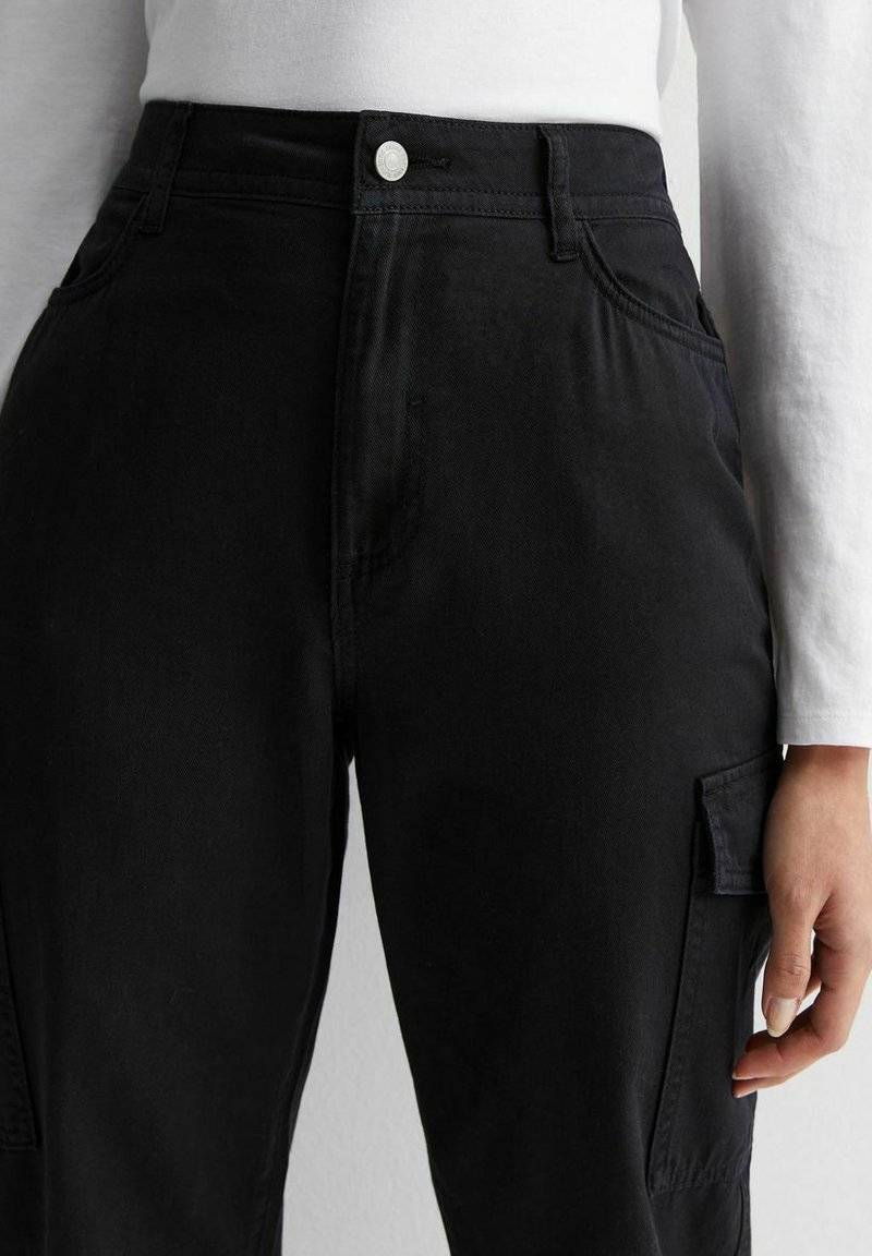 New Look New Look Cuffed Cargo - Chinos - black Sonderangebot der Fabrik