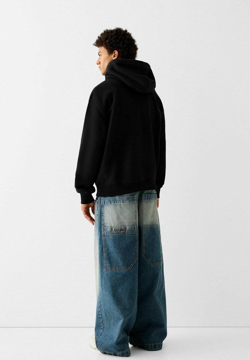 Bershka Bershka Hoodie - black denim Große Rabatte