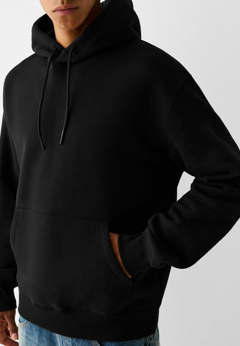 Bershka Bershka Hoodie - black denim Große Rabatte