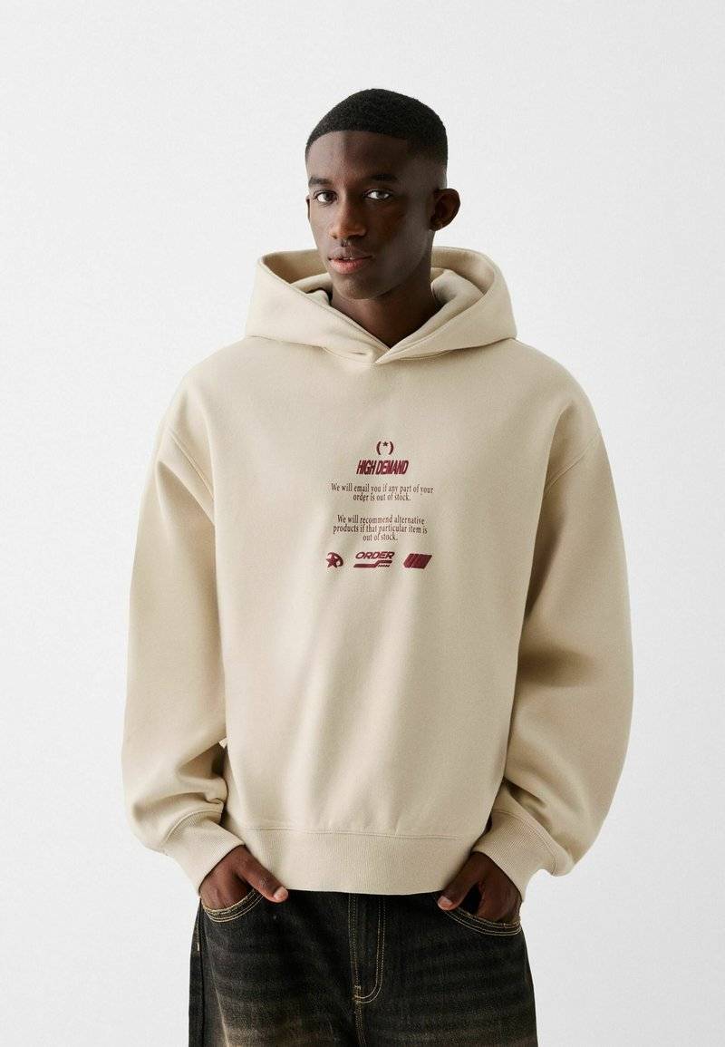 Bershka Bershka PRINTED - HOODIE - Hoodie - beige Räumungsverkauf