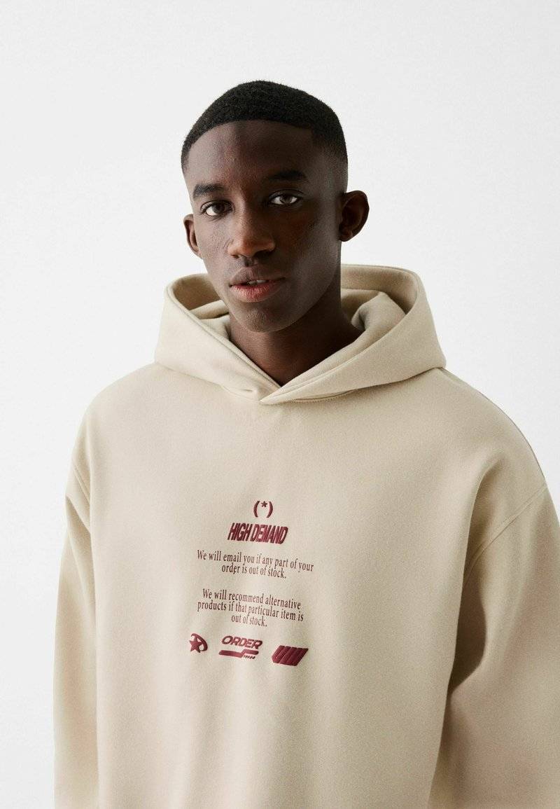 Bershka Bershka PRINTED - HOODIE - Hoodie - beige Räumungsverkauf