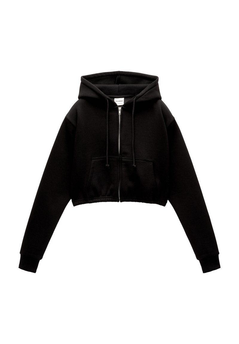 PULL&BEAR PULL&BEAR CROPPED - Zip-up sweatshirt - black Kauf eins, bekomm eins gratis