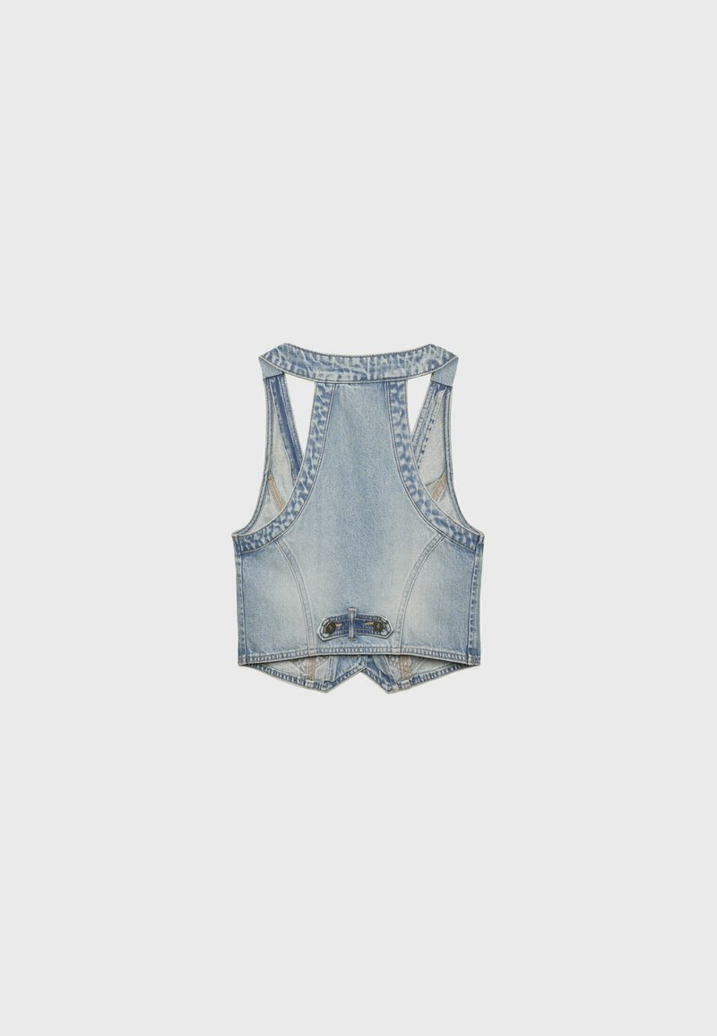 Stradivarius Stradivarius STUDDED - Waistcoat - laser denim Sonderangebote