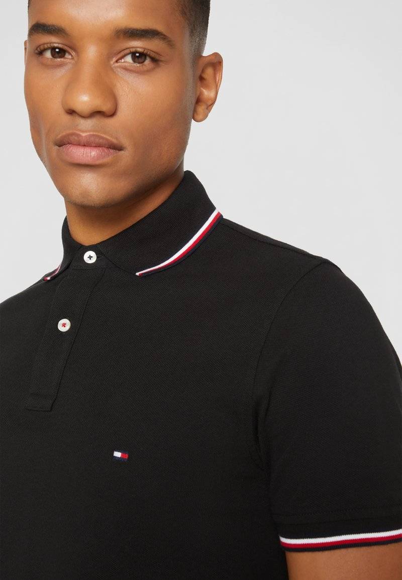 Tommy Hilfiger Tommy Hilfiger TIPPED SLIM - Polo shirt - black Bis zu 50% Rabatt