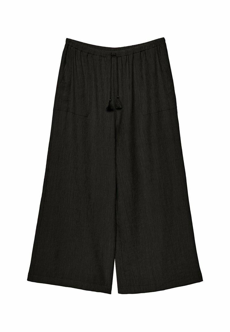 Stradivarius Stradivarius FLOWING CULOTTES - Trousers - black Vierteljährliche Förderung